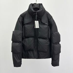 Balenciaga Multi-Pocket Stand-Collar Black Down Jacket